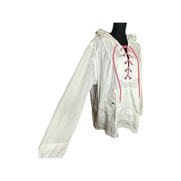 FREE PEOPLE White Oversized Lace Up Hooded Pullover Jacket Size Small - Picture 8 of 12